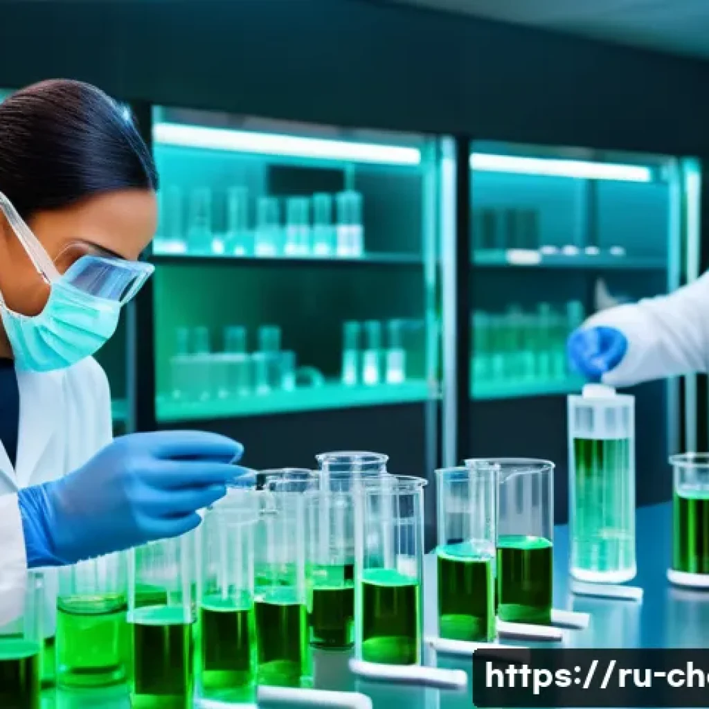 화학 연구와 기술 - **Prompt: Green Chemistry Revolutionizing Ecology**
    "A vibrant, high-tech chemistry laboratory s...