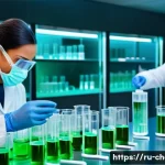 화학 연구와 기술 - **Prompt: Green Chemistry Revolutionizing Ecology**
    "A vibrant, high-tech chemistry laboratory s...