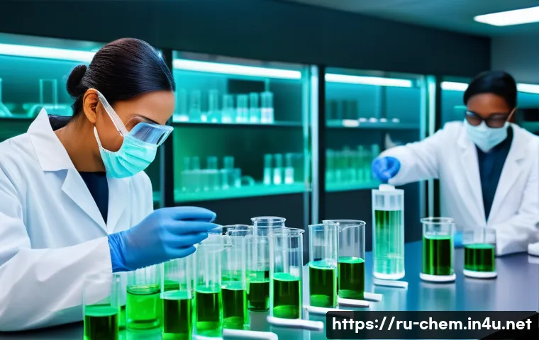 화학 연구와 기술 - **Prompt: Green Chemistry Revolutionizing Ecology**
    "A vibrant, high-tech chemistry laboratory s...