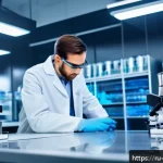 Home 18 화학 연구 동향 - A futuristic laboratory scene showcasing researchers working with advanced carbon nanomaterials like...